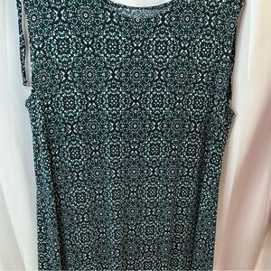 Christopher & Banks Green Patterned Maxi Dress 2X
